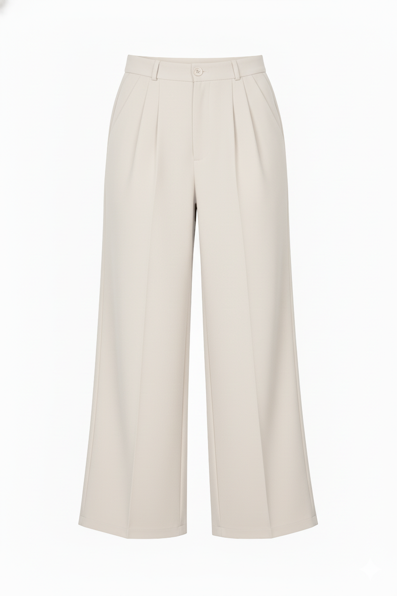 H&M BAGGY FIT FORMAL PANTS WOMEN(BEIGE)