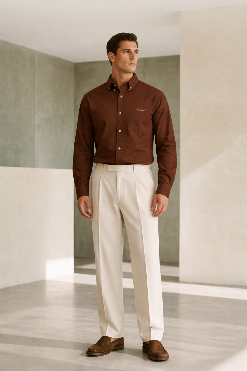 SOLID BROWN SLIM FIT FORMAL SHIRT