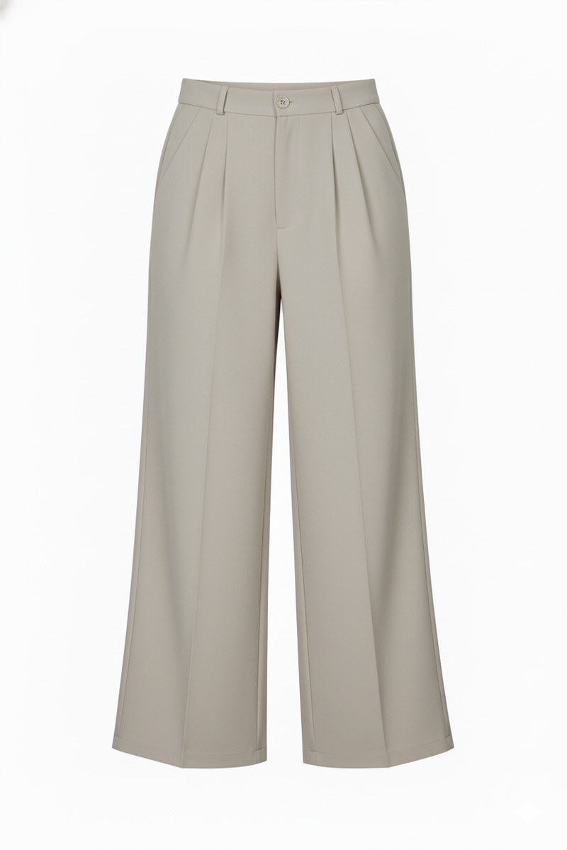 H&M BAGGY FIT FORMAL PANTS WOMEN(MUSHROOM BROWN)
