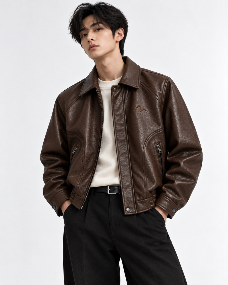 Unisex BABIBOY Bomber Signature Faux Leather Jacket