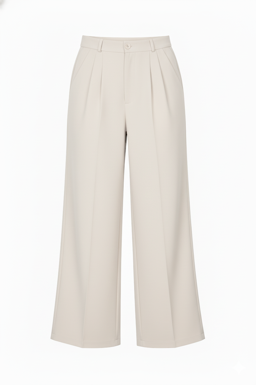 H&M BAGGY FIT FORMAL PANTS WOMEN(BEIGE)