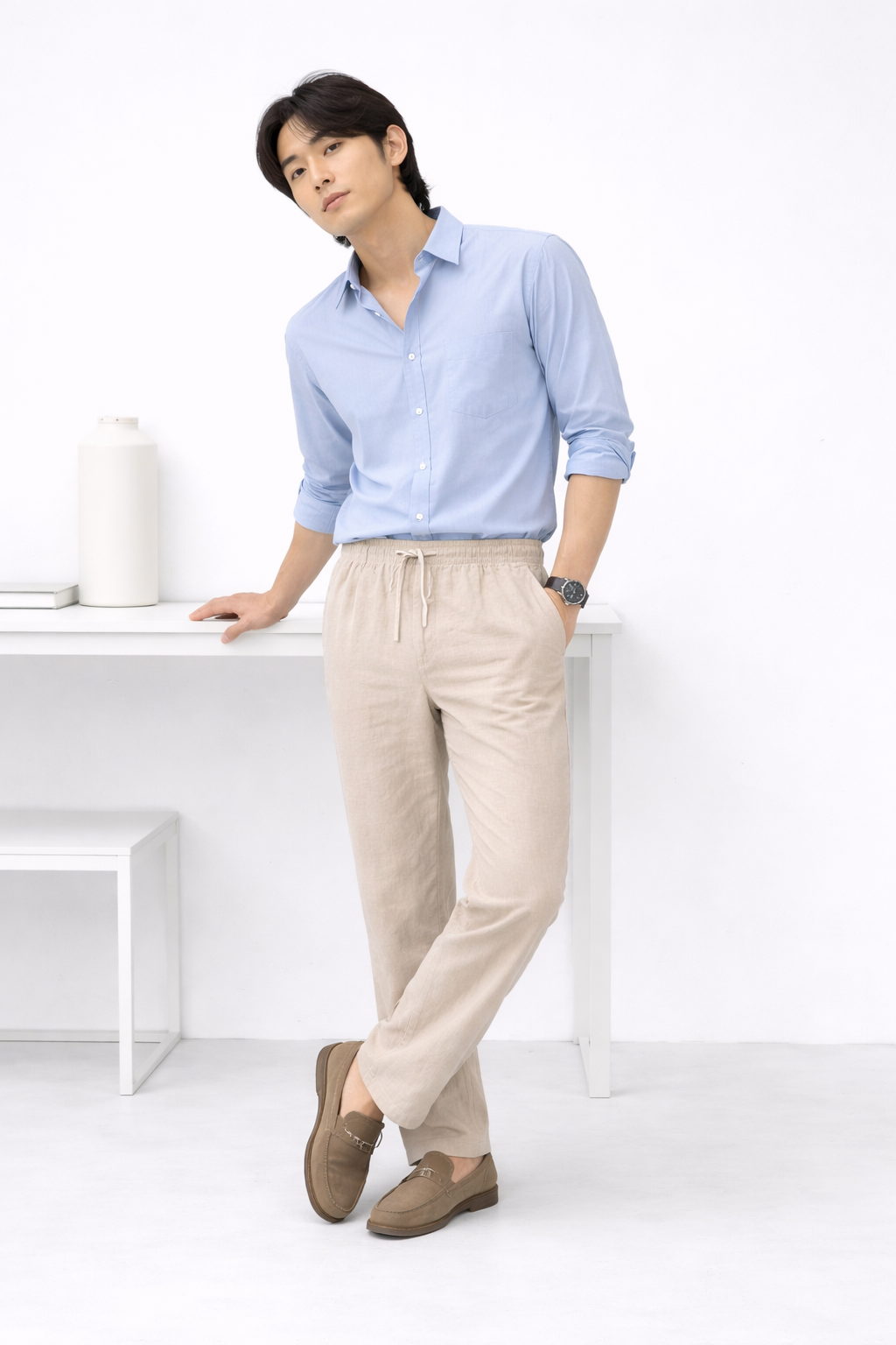H&M RELAXED FIT LINEN PANTS