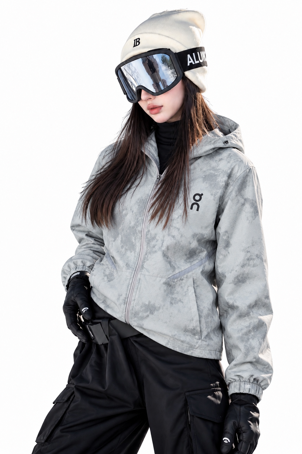 On Running Grey Camo Hooded Jacket