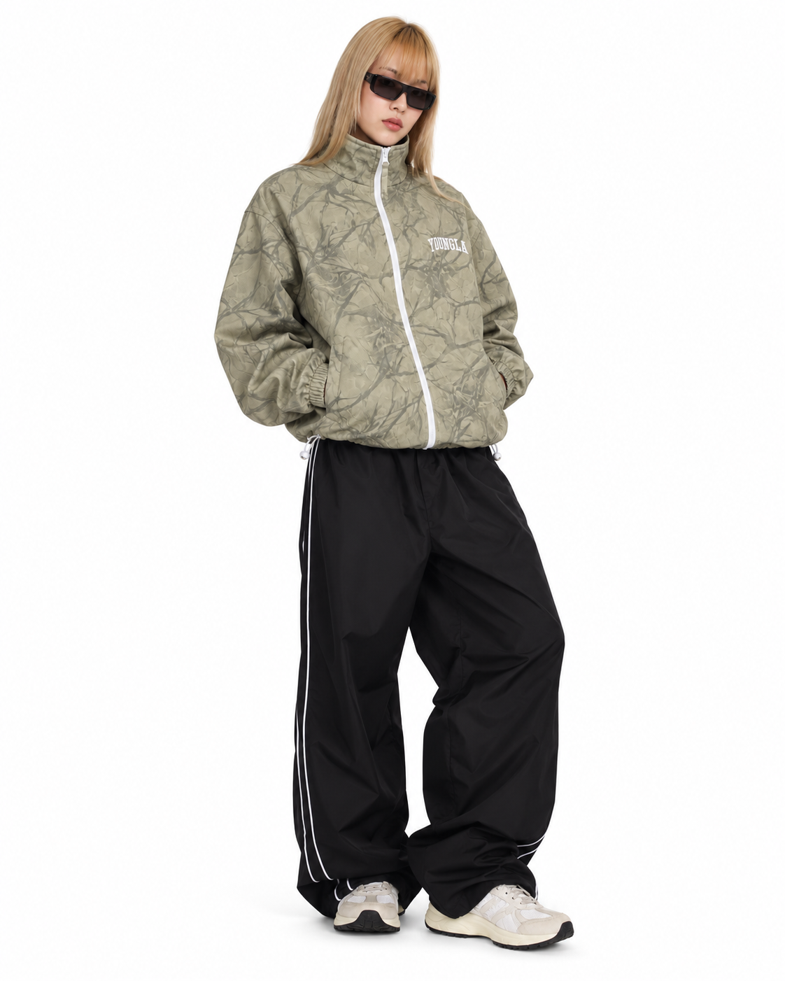 YOUNGLA Camouflage High-Neck
Zip-Up Jacket