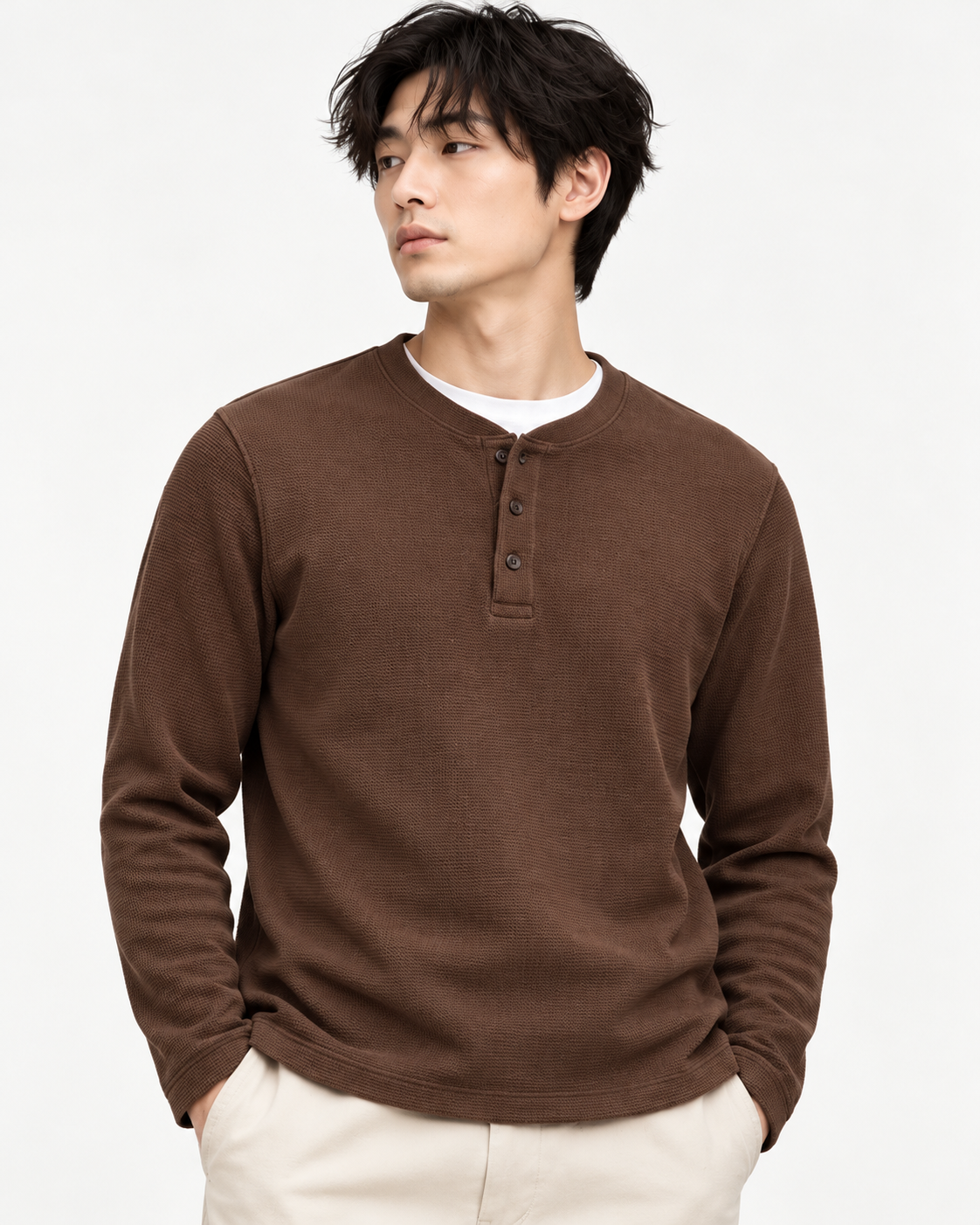 ORIGINAL C&A Thermal Knit Henley Top