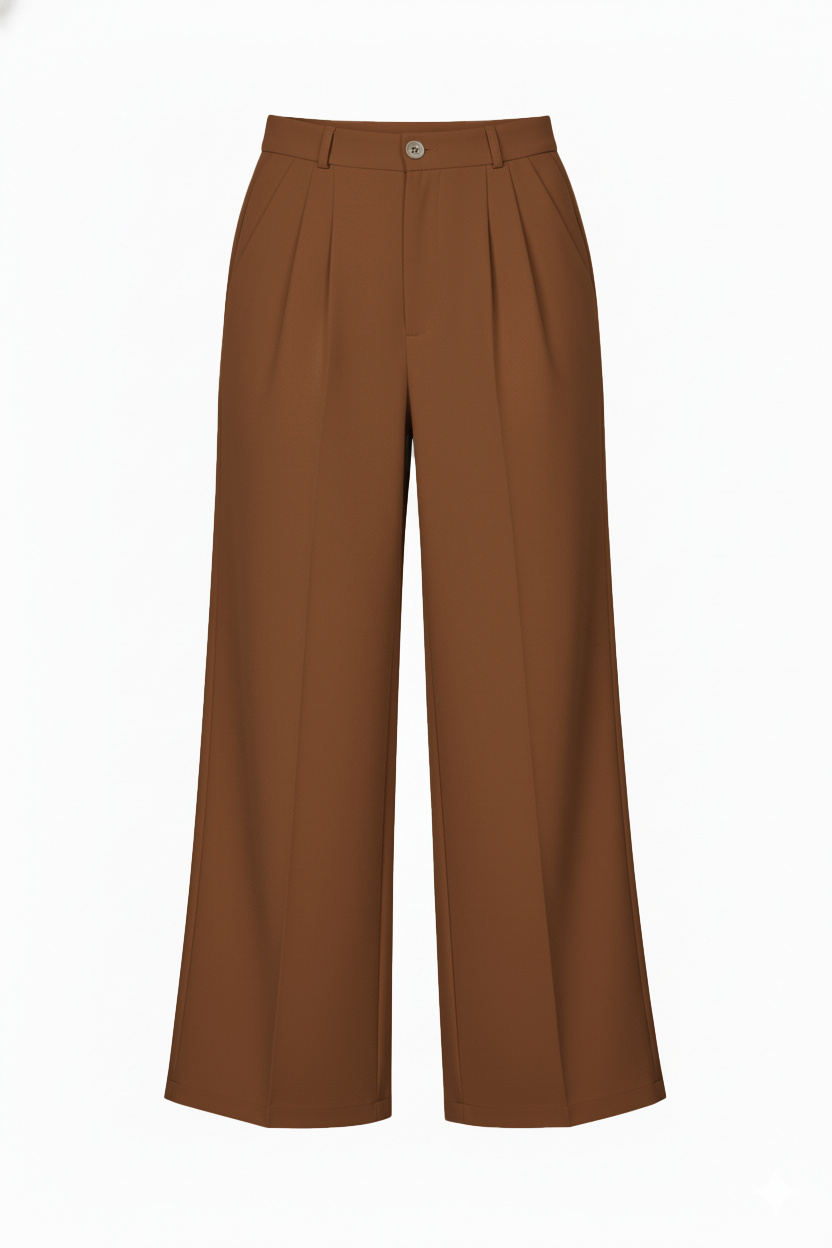 H&M BAGGY FIT FORMAL PANTS WOMEN (BROWN)