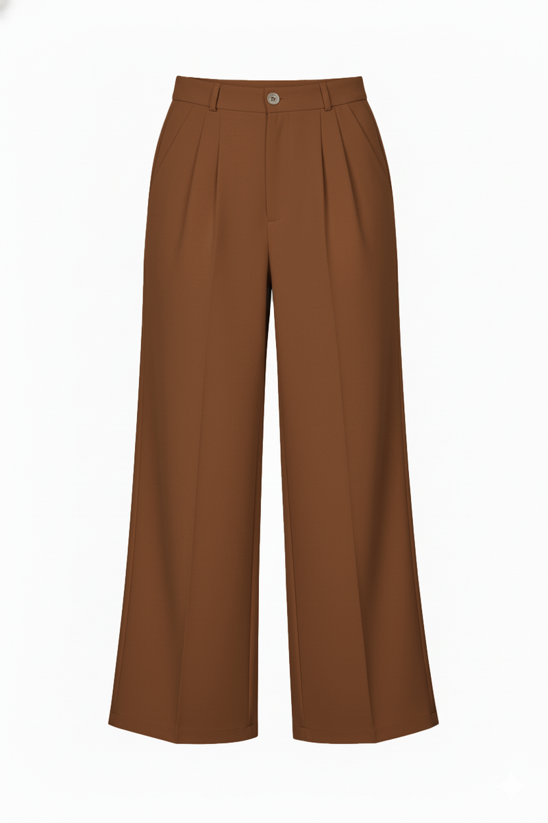 H&M BAGGY FIT FORMAL PANTS WOMEN (BROWN)