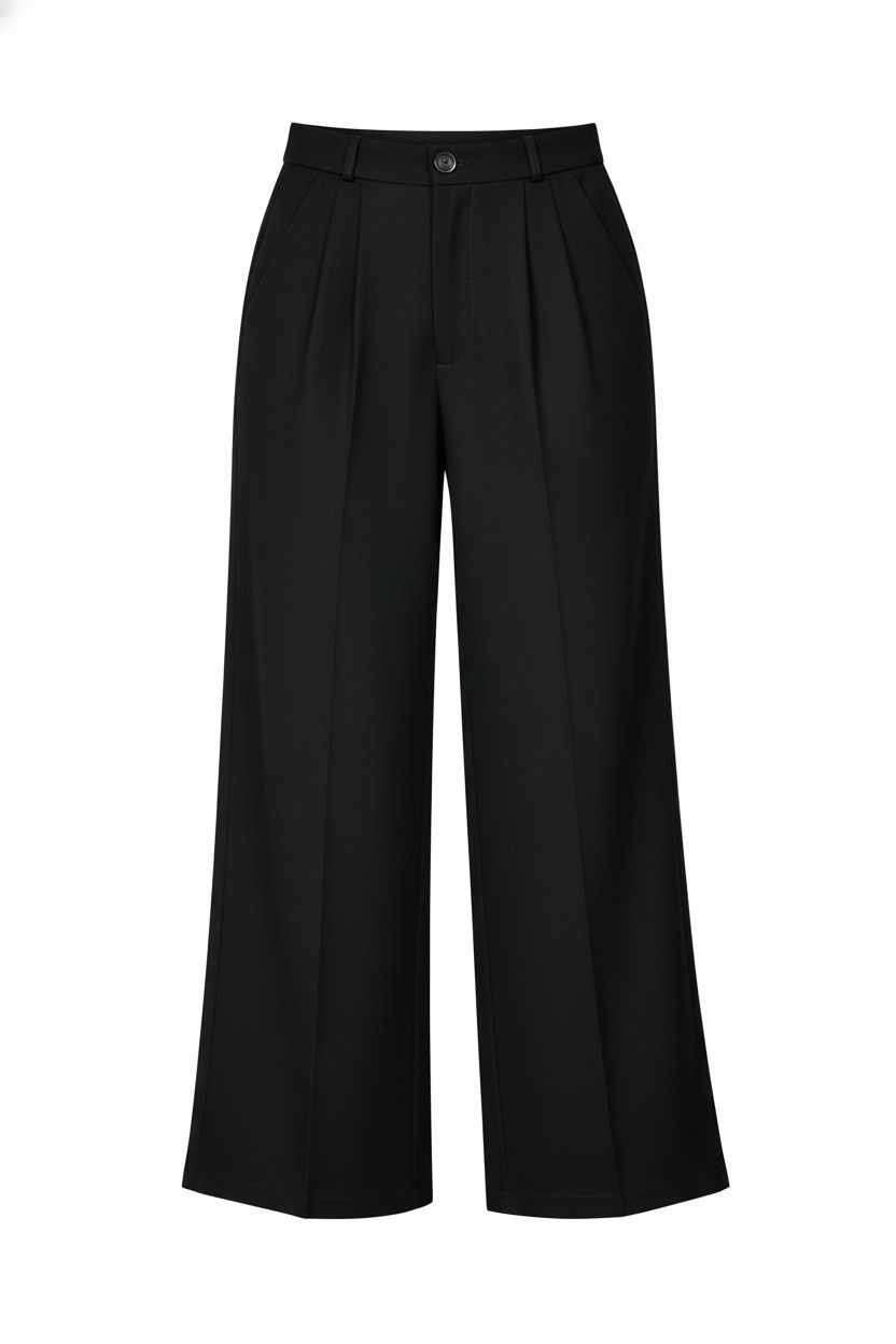 H&M BAGGY FIT FORMAL PANTS WOMEN(BLACK)