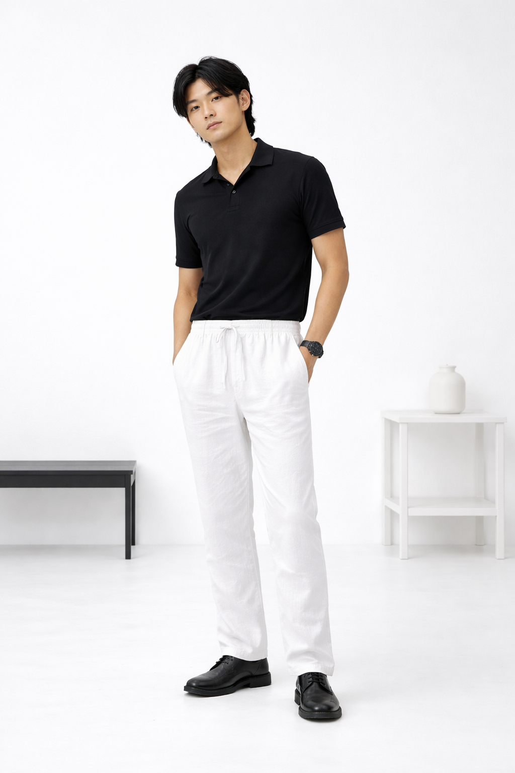H&M RELAXED FIT LINEN PANTS