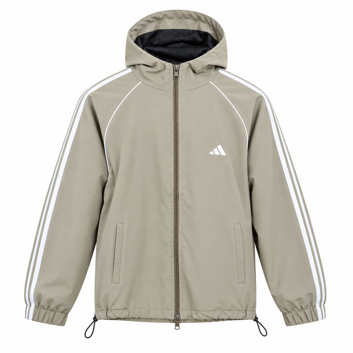 Adidas Hooded Double Zipper Windbreaker Jacket