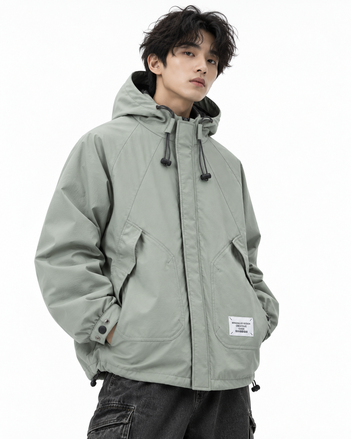 Hooded Utility Windbreaker Jacket