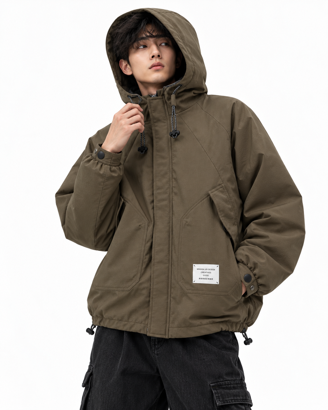 Hooded Utility Windbreaker Jacket