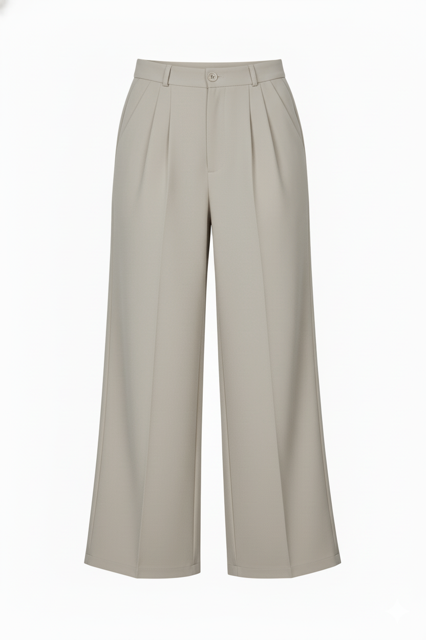 H&M BAGGY FIT FORMAL PANTS WOMEN(MUSHROOM BROWN)