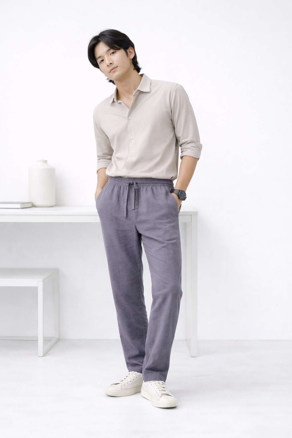 H&M RELAXED FIT LINEN PANTS