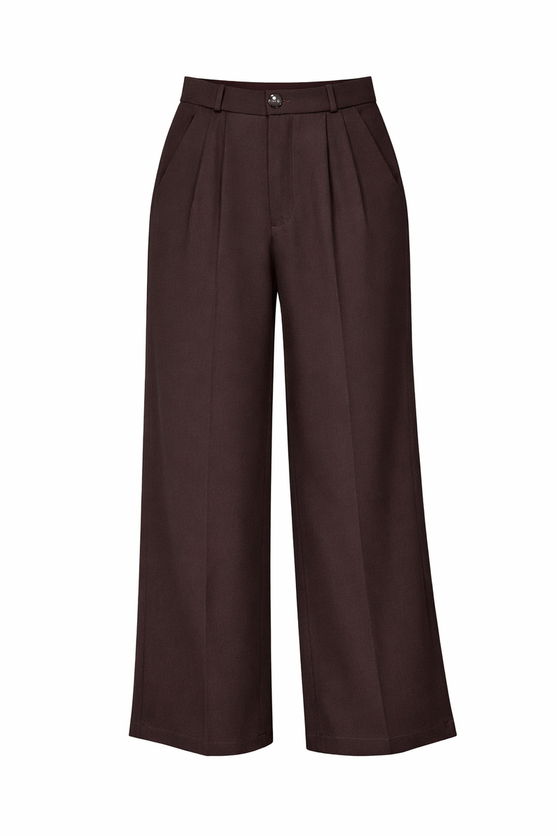 H&M BAGGY FIT FORMAL PANTS WOMEN(ESPRESSO BROWN)