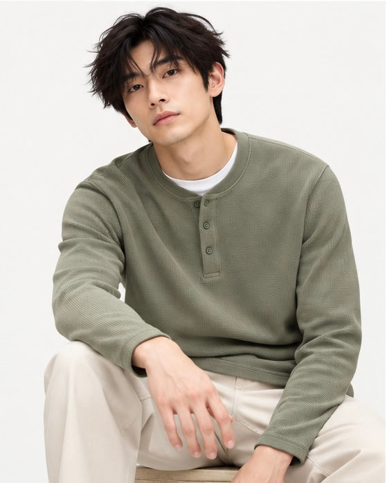 ORIGINAL C&A Thermal Knit Henley Top