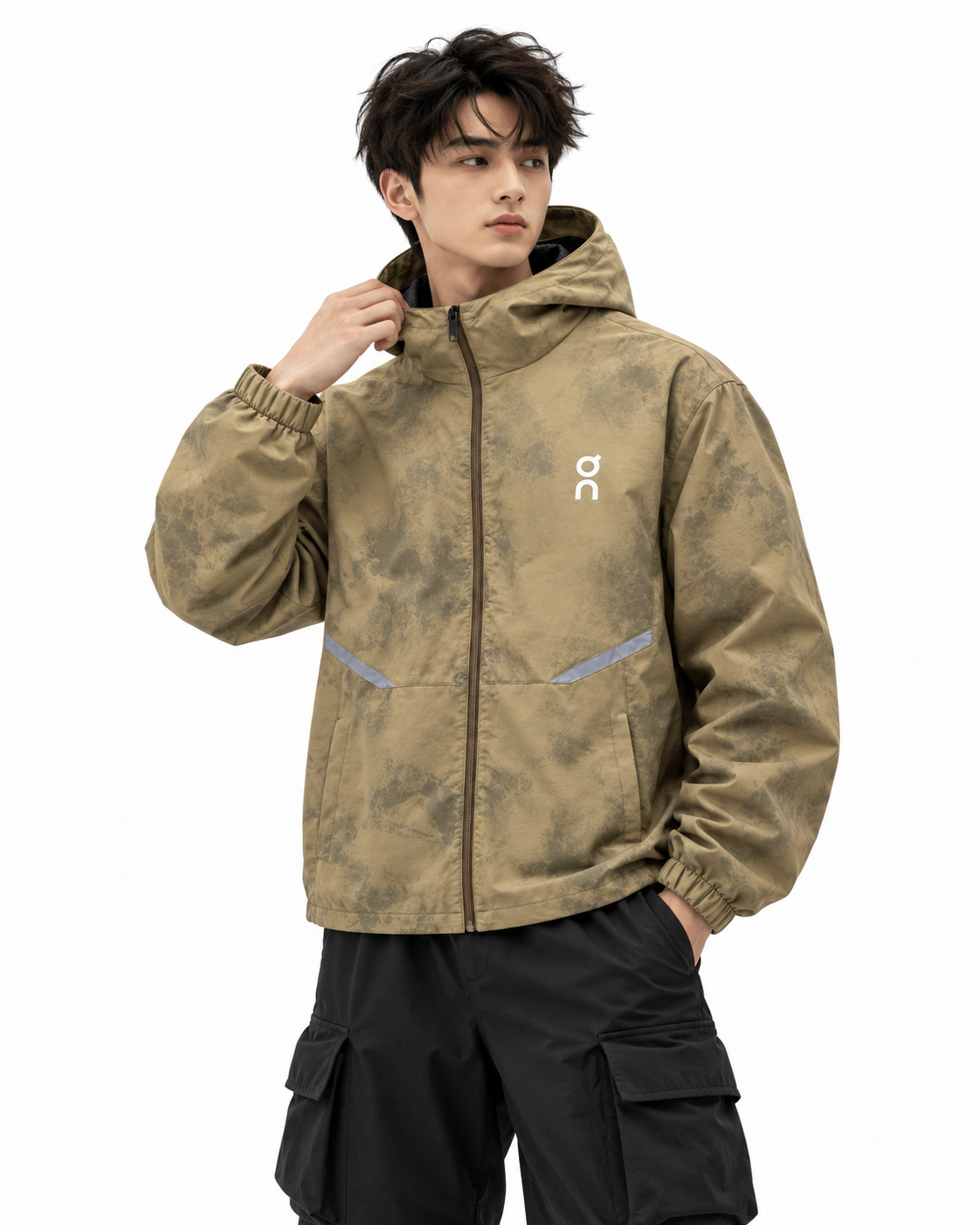On Running Grey Camo Hooded Jacket