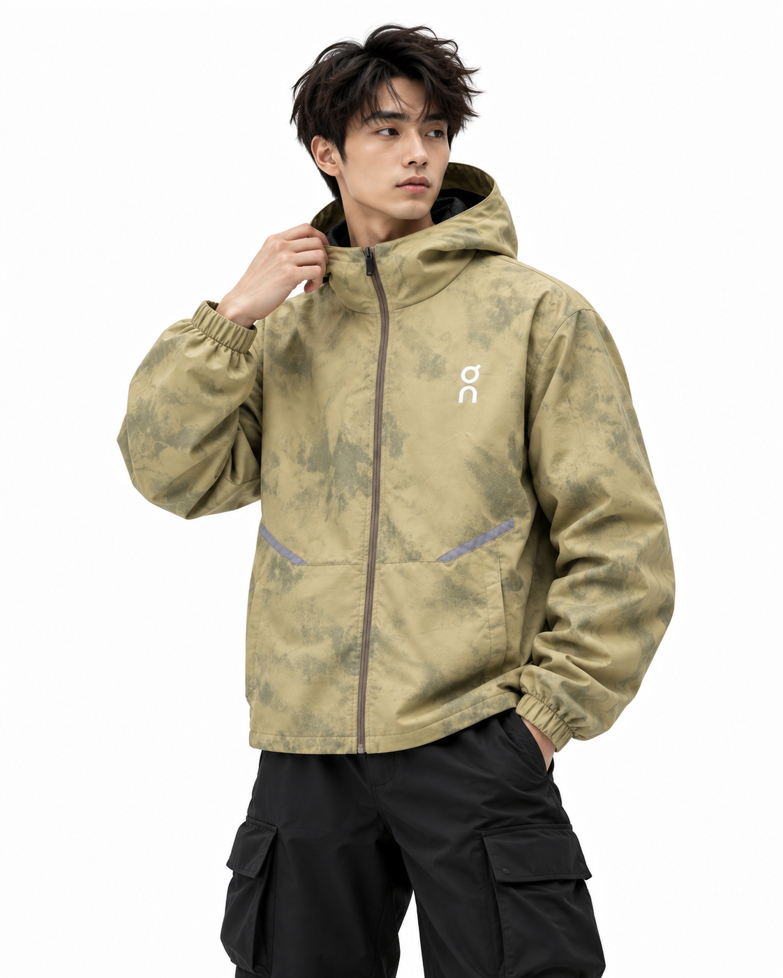 On Running Grey Camo Hooded Jacket