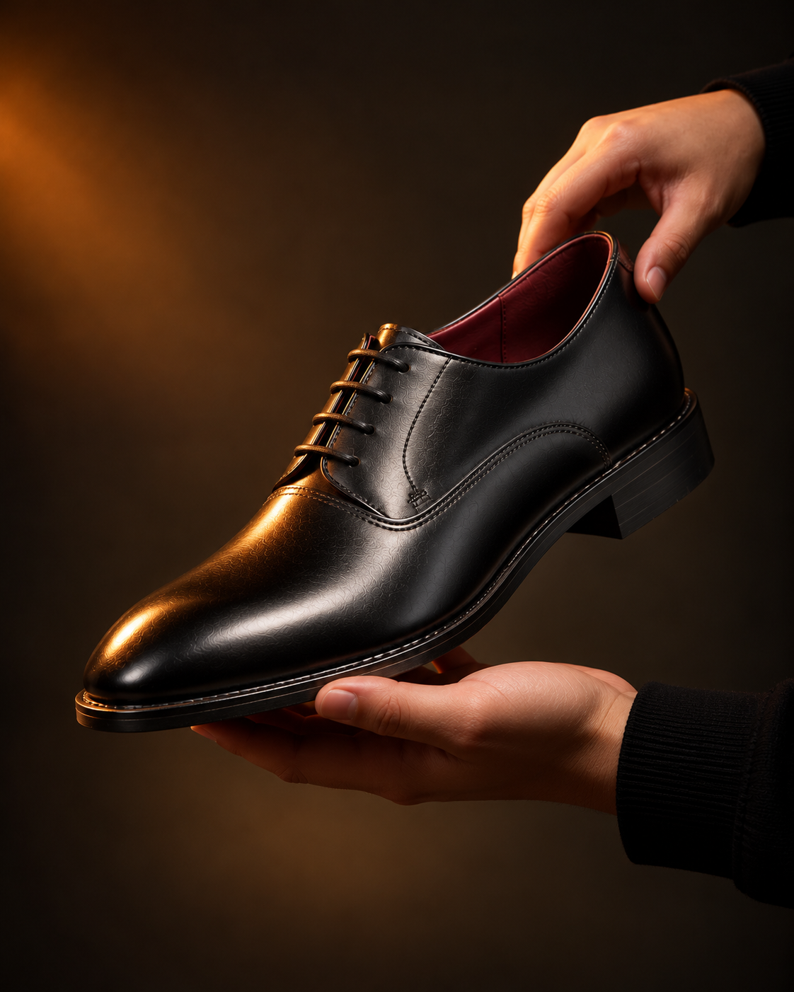 Men’s Black Glossy Lace-Up Formal Shoes
