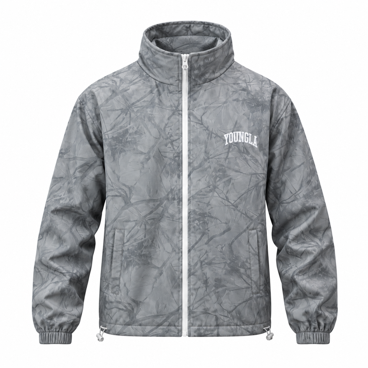 YOUNGLA Camouflage High-Neck Zip-Up Jacket