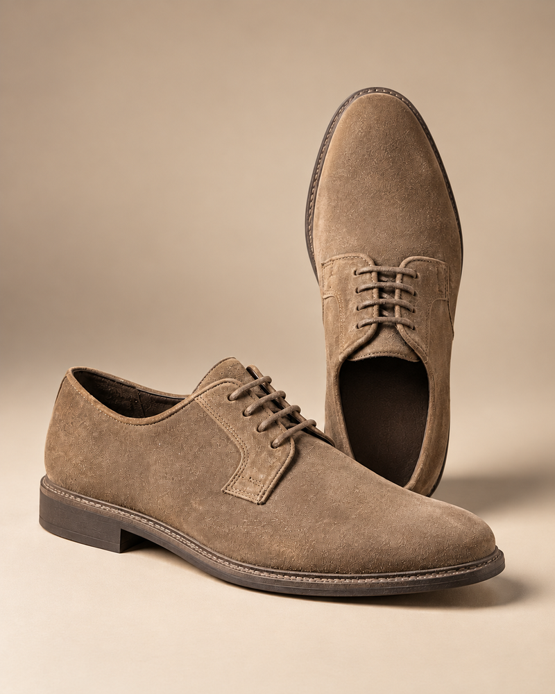 Men’s Tan Brown Textured Lace-Up Formal Derby Shoes