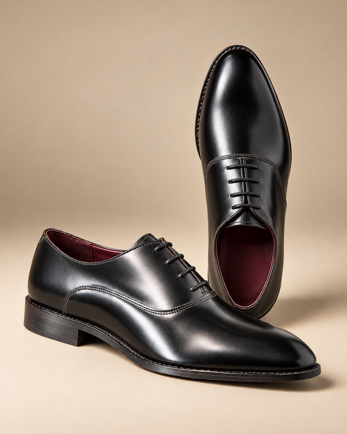 Men’s Black Glossy Lace-Up Formal Shoes