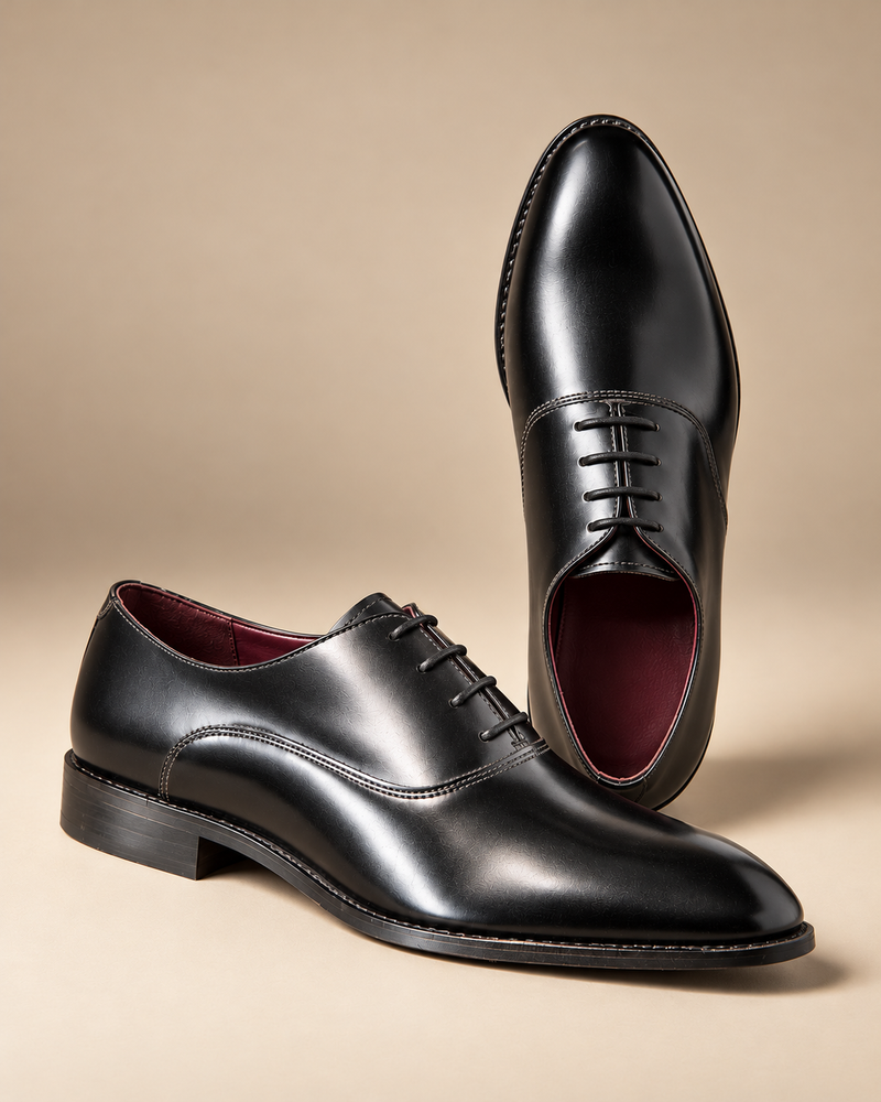 Men’s Black Glossy Lace-Up Formal Shoes